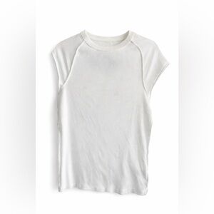 We The Free White Ribbed Tank with Woven Label